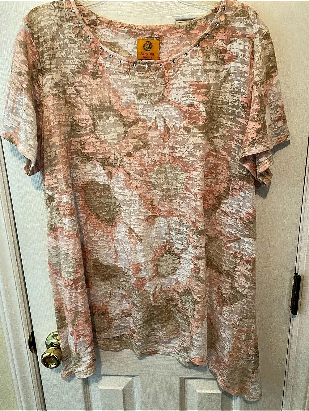 Ruby Rd. Women's Abstract Short Sleeve Top Size 1X